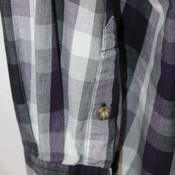 CARHARTT SIZE 2XL PURPLE WHITE BLACK PLAID BUTTON FRONT LONG SLEEVE MENS SHIRT - Picture 5 of 6